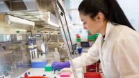 Female researcher works in lab